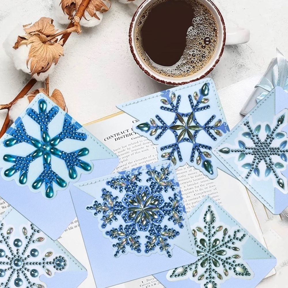 Diamond Art SNOWFLAKE 03 Corner Bookmark, Blue, White, Sparkly, Bling - Picture 11 of 17